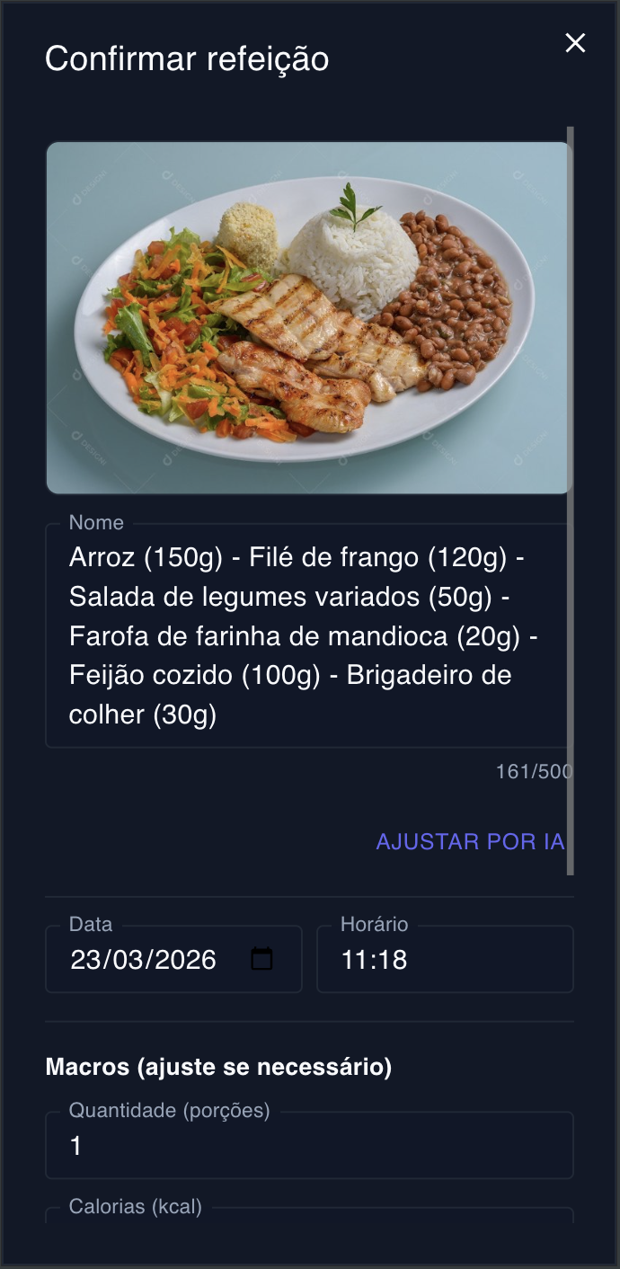 Nutrition engine: lançar alimento com IA