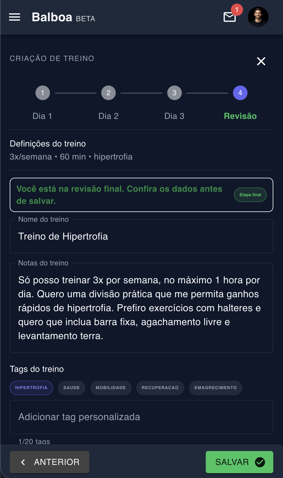 Revisão final do treino